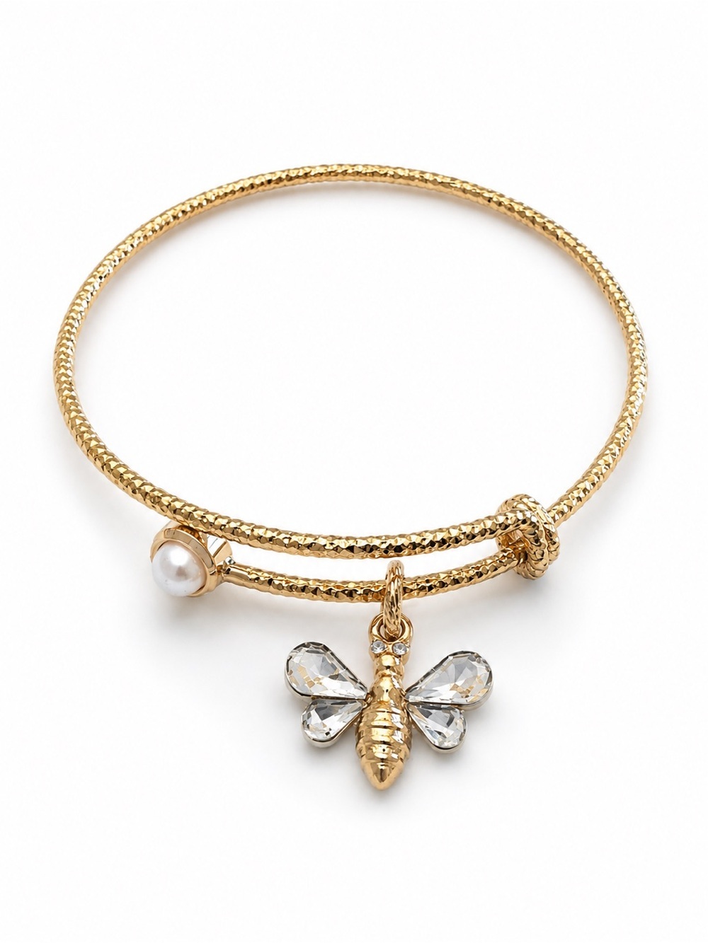 Mary Kay Gold Bee Charm Bangle with Pearl Accent